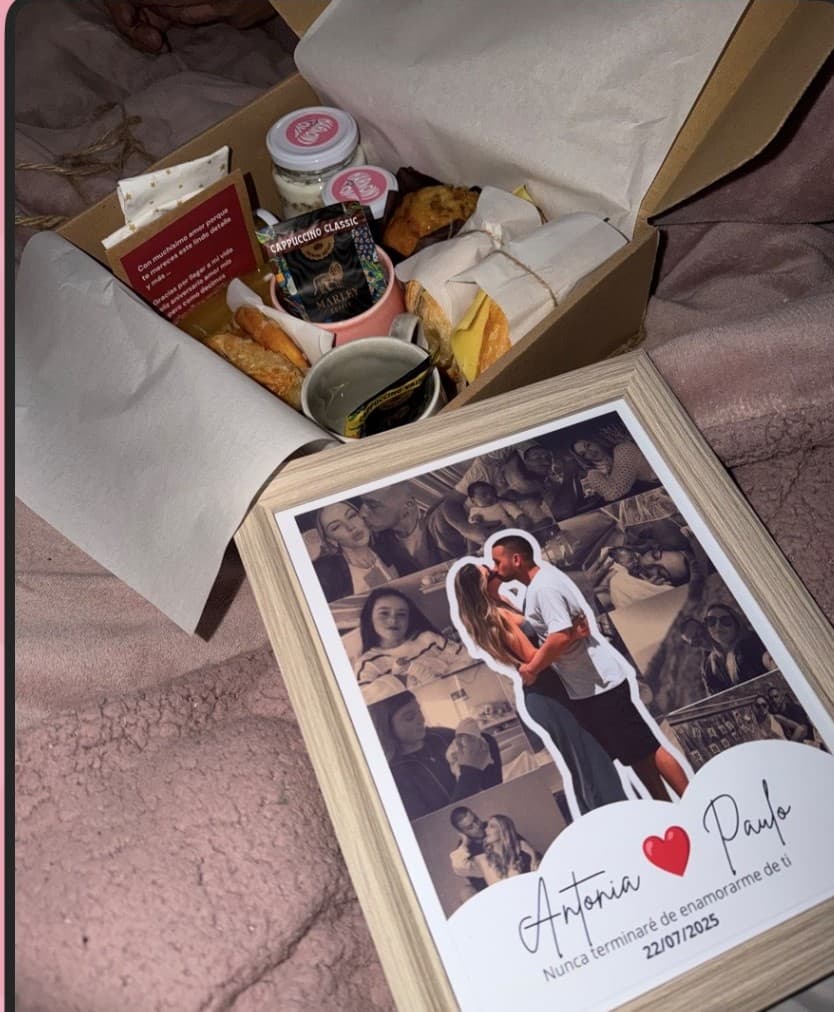 Pedido personalizado de Harmony Of Love entregado a Antonia y Paulo, con desayuno y foto dedicada